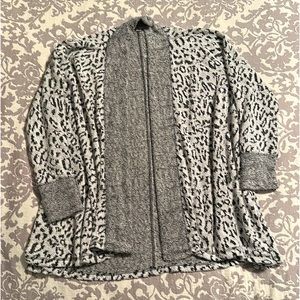 Gray Leopard Print Cardigan